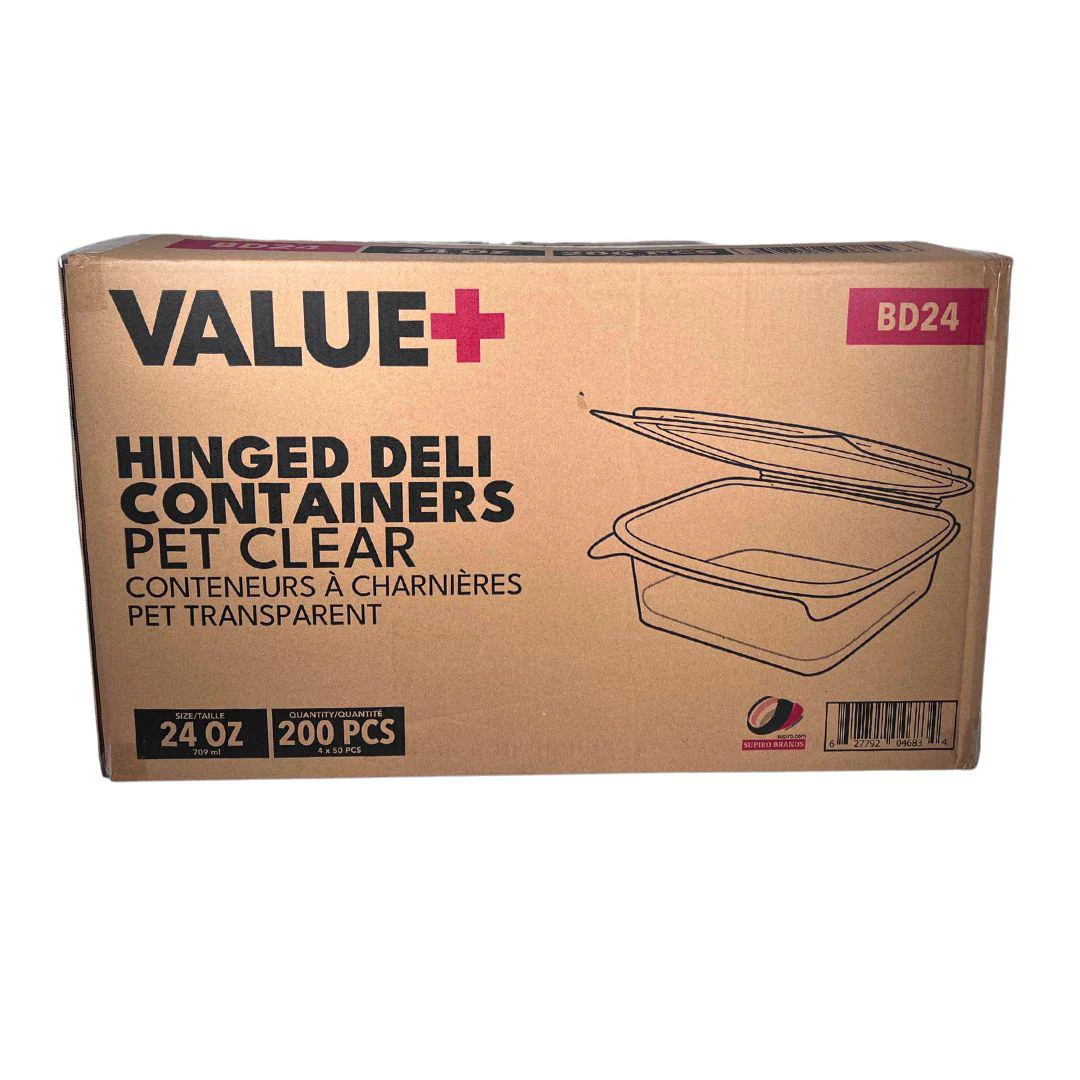 Value+ - 24oz Clear Hinged Deli Container - PET - BD24 - Image 2