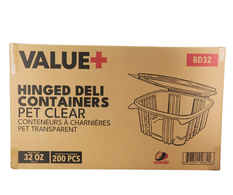 Value+ - 32oz Clear Hinged Deli Container - PET - BD32 - Image 6
