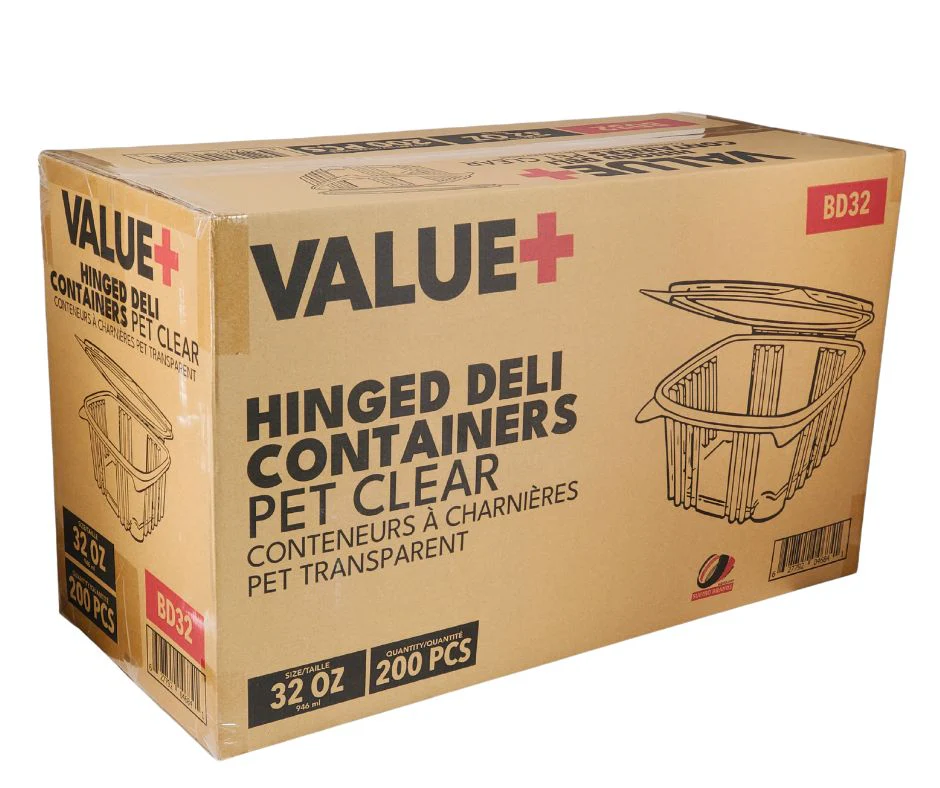 Value+ - 32oz Clear Hinged Deli Container - PET - BD32 - Image 8