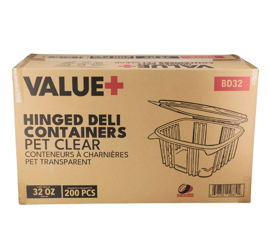 Value+ - 32oz Clear Hinged Deli Container - PET - BD32 - Image 9