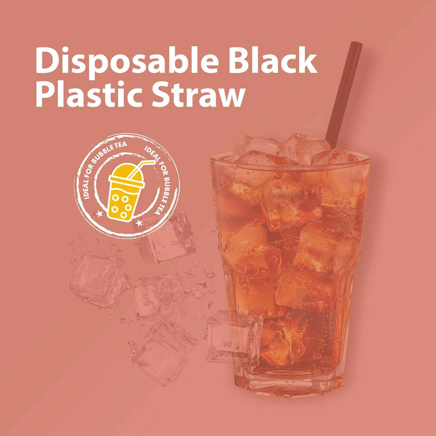 Value+  - 8'' - Black Plastic Straw - 6 mm - Image 10