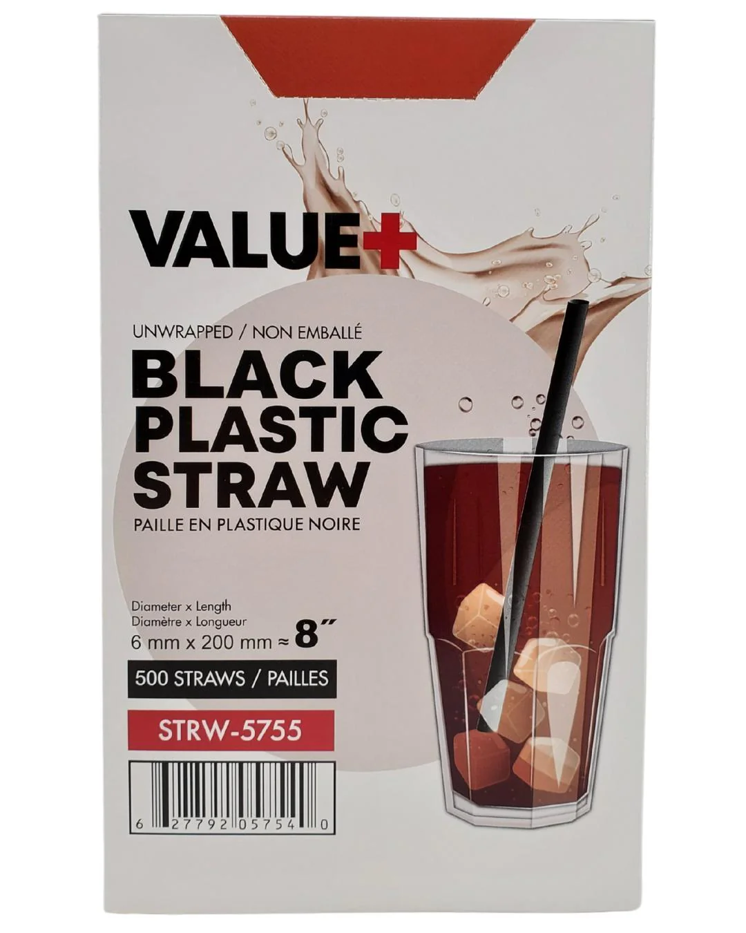 Value+  - 8'' - Black Plastic Straw - 6 mm - Image 3