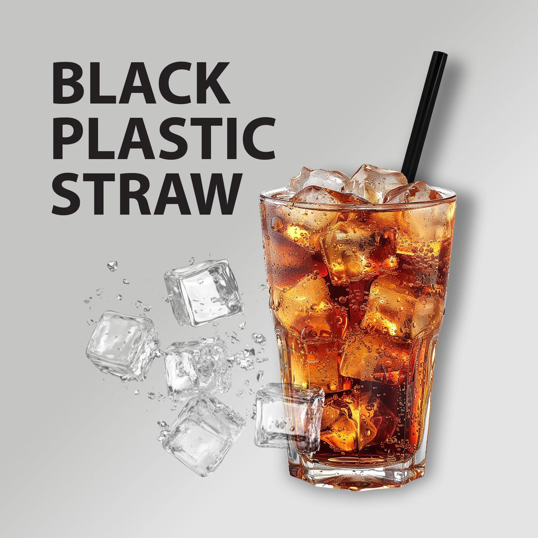 Value+  - 8'' - Black Plastic Straw - 6 mm - Image 8