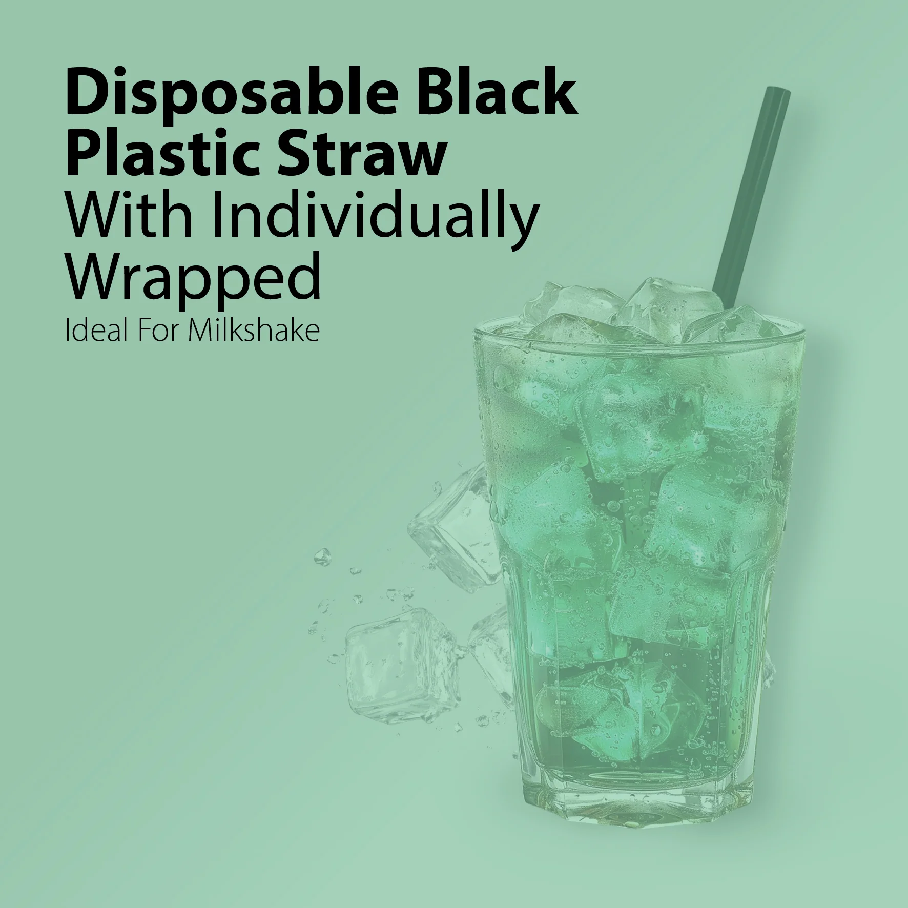 Value+ - MILKSHAKE -  8" Black Plastic Straw - Ind. Wrapped - 6 mm - Image 10