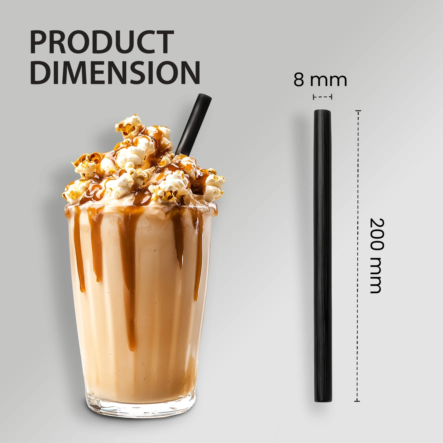 Value+ - 8" Black Plastic Jumbo Straws - 8mm - Image 2