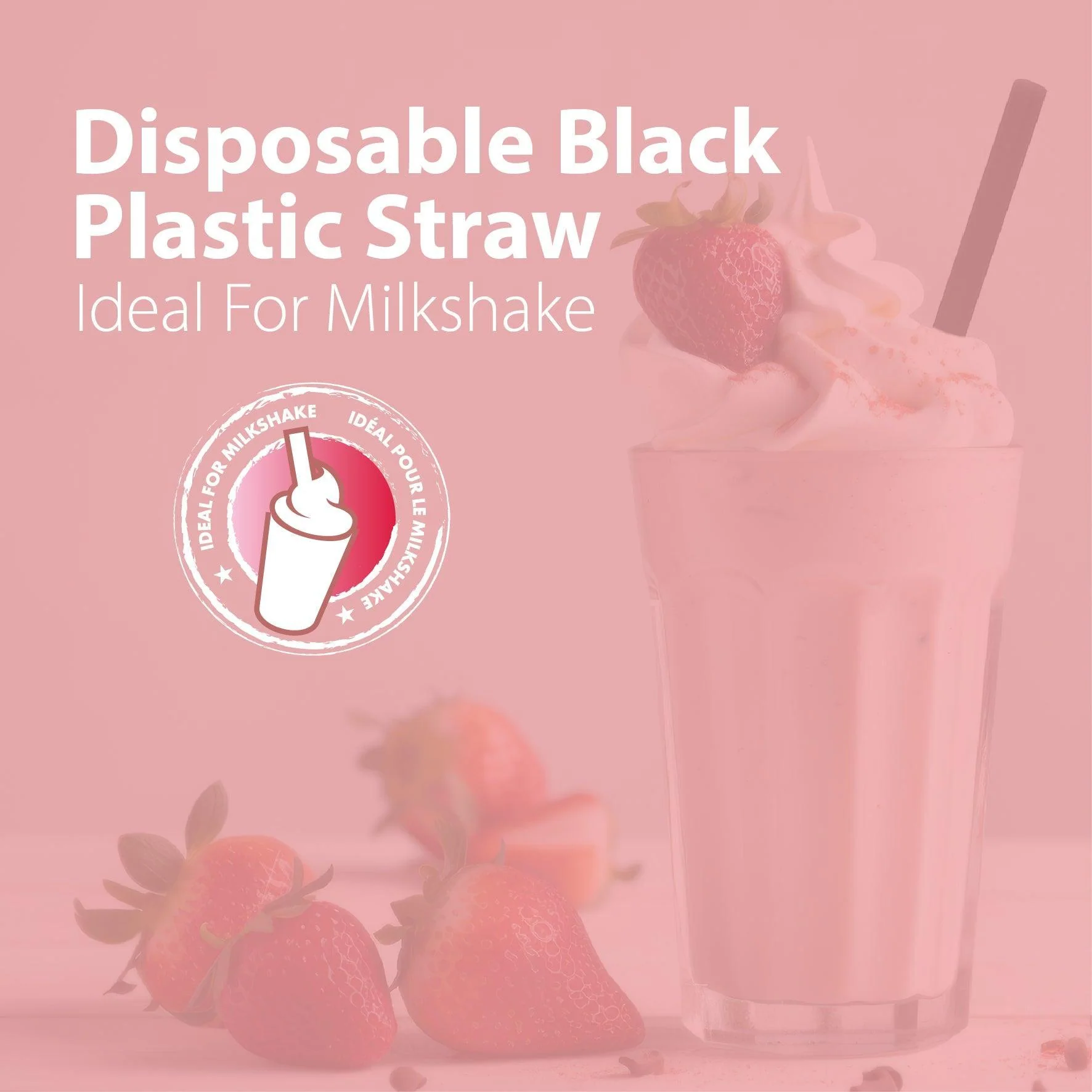Value+ - 8" Black Plastic Jumbo Straws - 8mm - Image 7