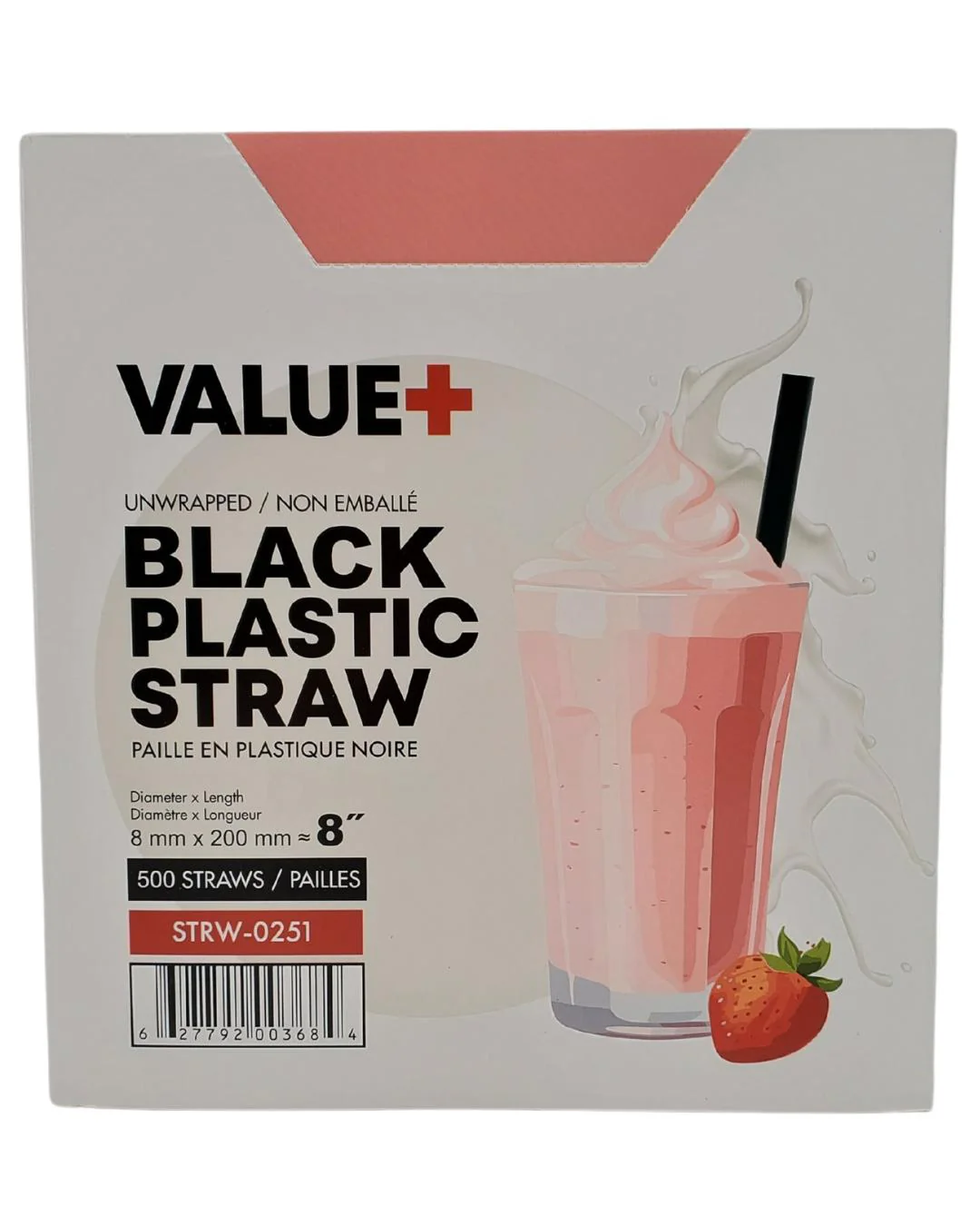 Value+ - 8" Black Plastic Jumbo Straws - 8mm - Image 9