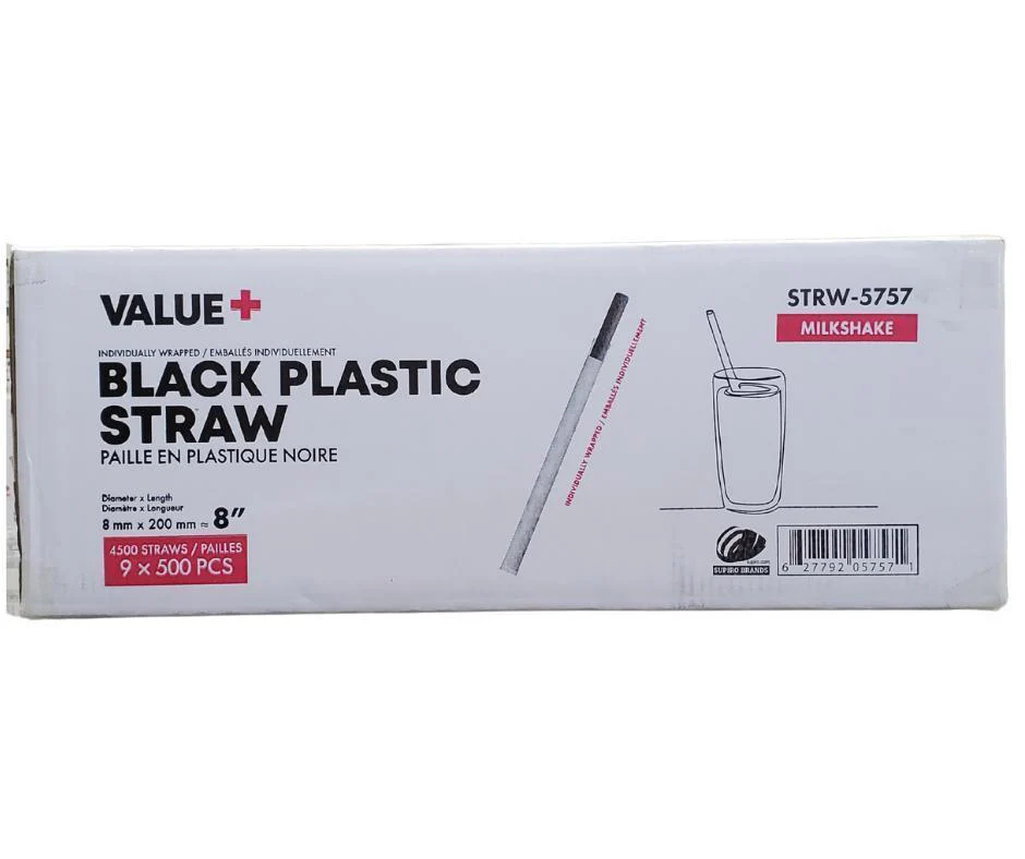 Value+ - 8" Black Plastic Jumbo Straws - Ind. Wrapped - 8mm - Image 10