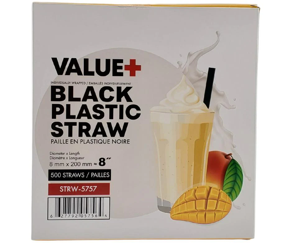 Value+ - 8" Black Plastic Jumbo Straws - Ind. Wrapped - 8mm - Image 9