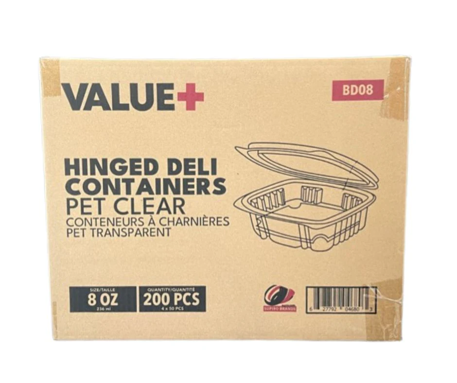 Value+ - 8oz Clear Hinged Deli Container - PET - BD08 - Image 2