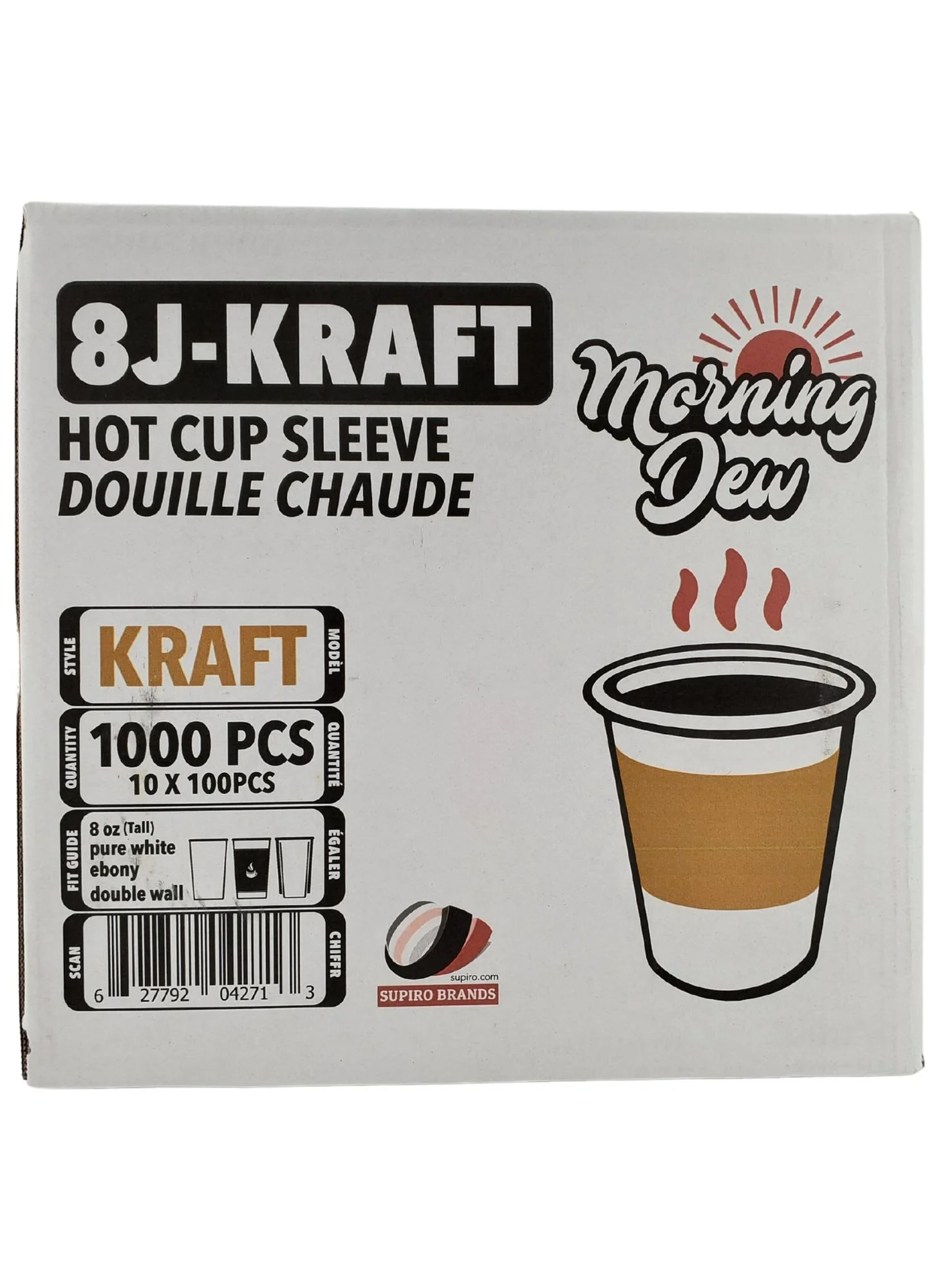 Morning Dew - Hot Cup Sleeves for 8 oz Tall Hot Paper Cups - Kraft - 8J-Kraft - Image 5