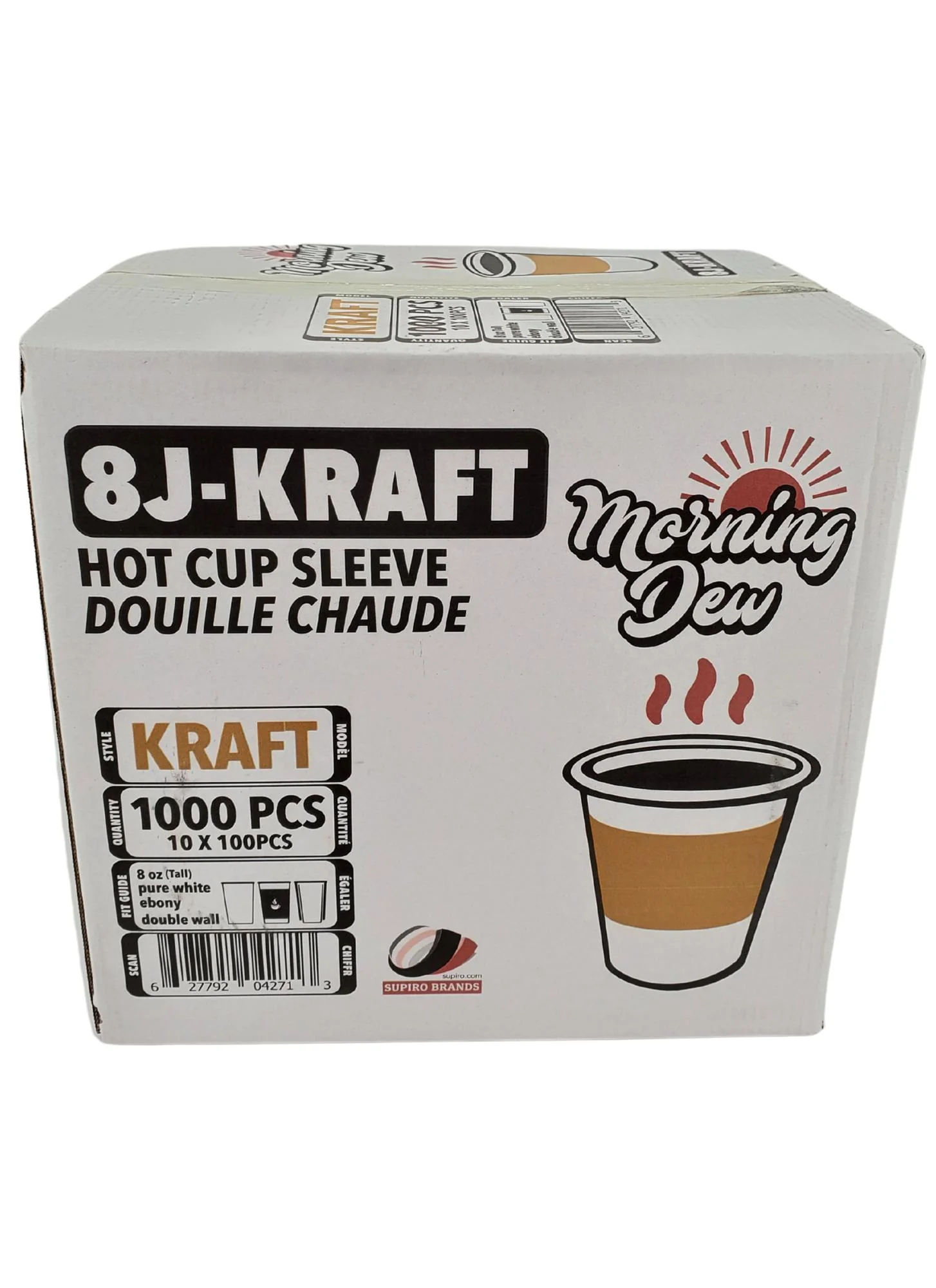Morning Dew - Hot Cup Sleeves for 8 oz Tall Hot Paper Cups - Kraft - 8J-Kraft - Image 6