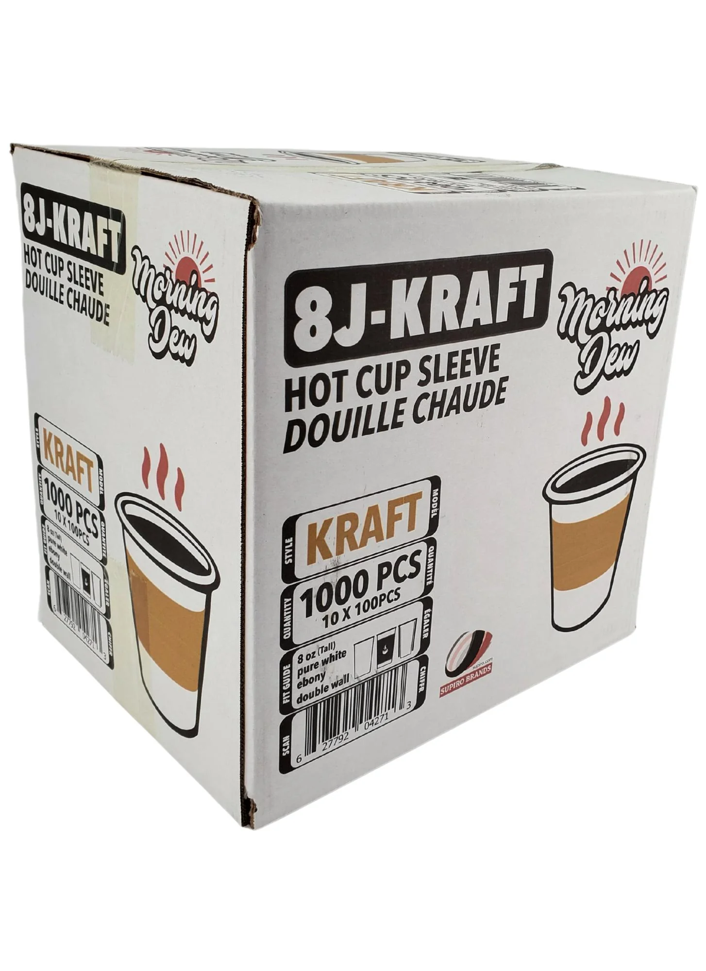 Morning Dew - Hot Cup Sleeves for 8 oz Tall Hot Paper Cups - Kraft - 8J-Kraft - Image 7