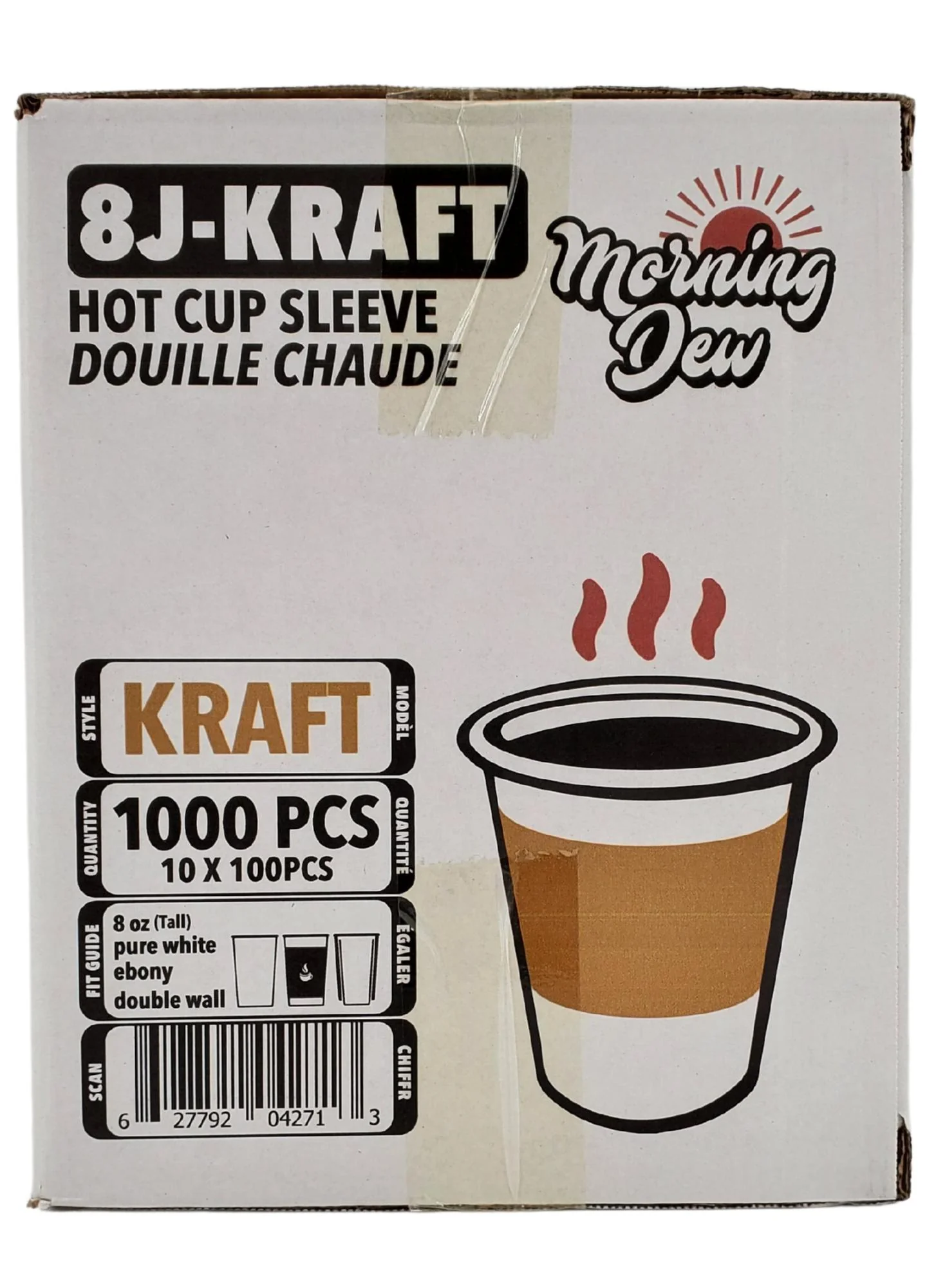 Morning Dew - Hot Cup Sleeves for 8 oz Tall Hot Paper Cups - Kraft - 8J-Kraft - Image 8