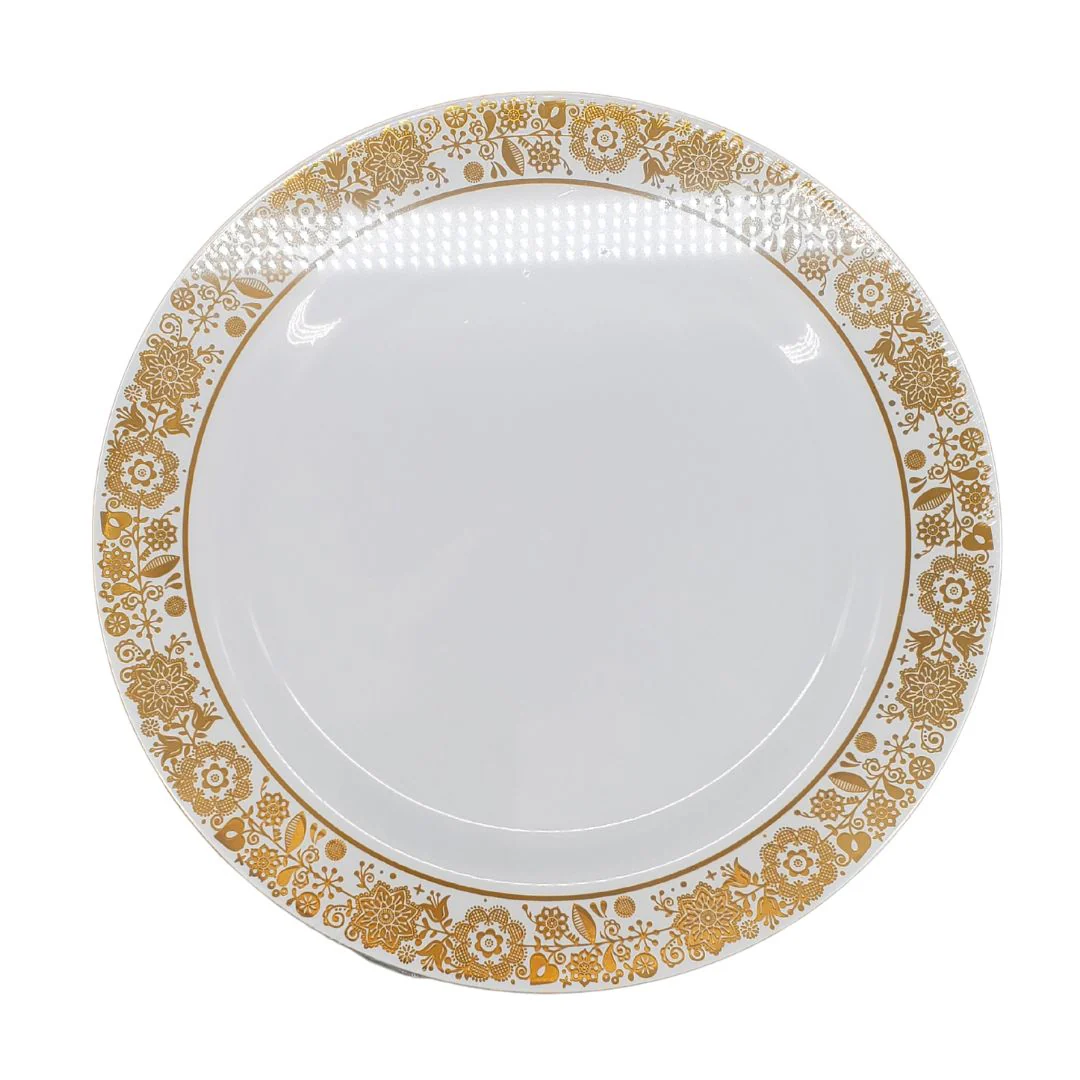 9" Hot Stamping Plate - Round - White/Gold - NRP90-2 - Image 2