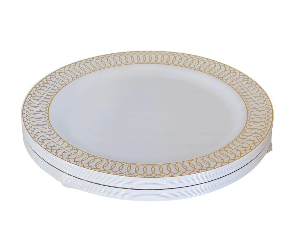 CLR - 9" Hot Stamping Plate - Round - White/Gold - NRP90-2-TH - Image 2