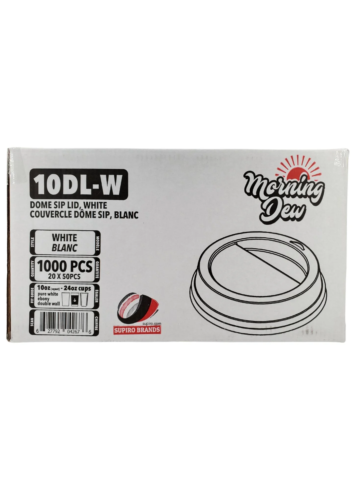 Morning Dew - Dome Sip Lid for 10-24 oz Hot Paper Cups - White - 10DL-W - Image 7