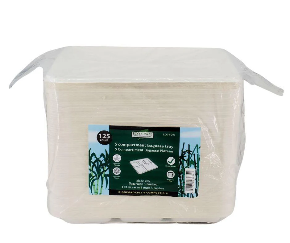 Eco-Craze - Bagasse - 5 Compartment Plate - Image 4