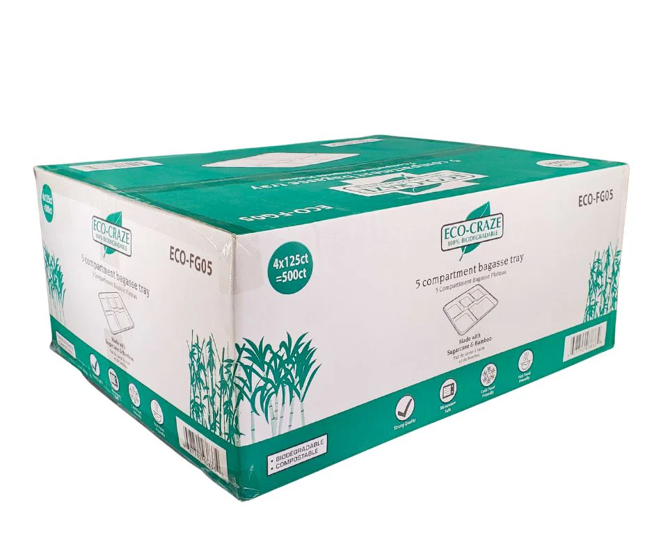 Eco-Craze - Bagasse - 5 Compartment Plate - Image 5
