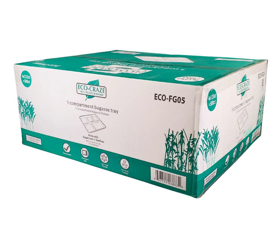 Eco-Craze - Bagasse - 5 Compartment Plate - Image 6