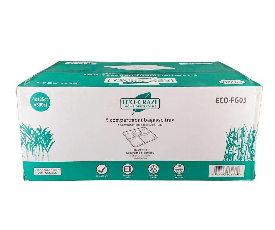 Eco-Craze - Bagasse - 5 Compartment Plate - Image 7
