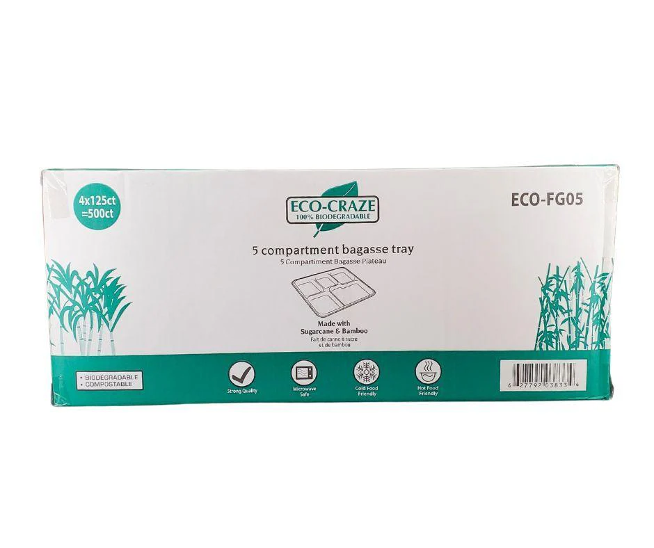 Eco-Craze - Bagasse - 5 Compartment Plate - Image 8