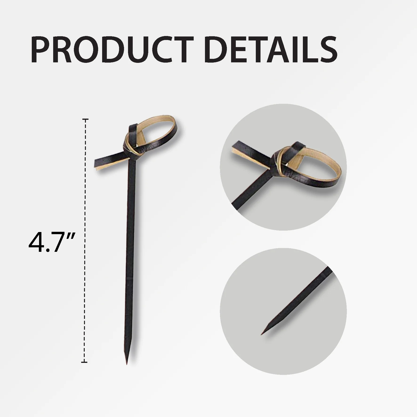 Eco-Craze - Bamboo Knot Pick - 4.7" - Black - BK3412 - Image 7