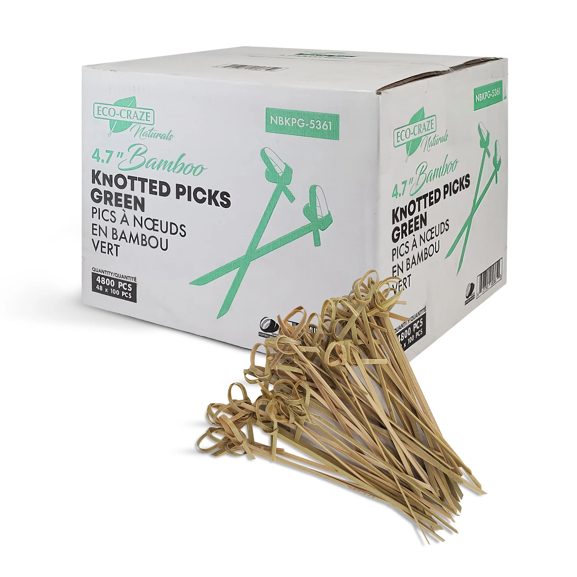 Eco-Craze - Bamboo Knot Pick - 4.7" - Green - BK3612 - Image 2