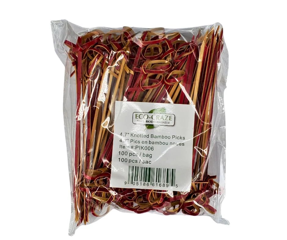 Eco-Craze - Bamboo Knot Pick - 4.7" - Red - BK3512 - Image 2