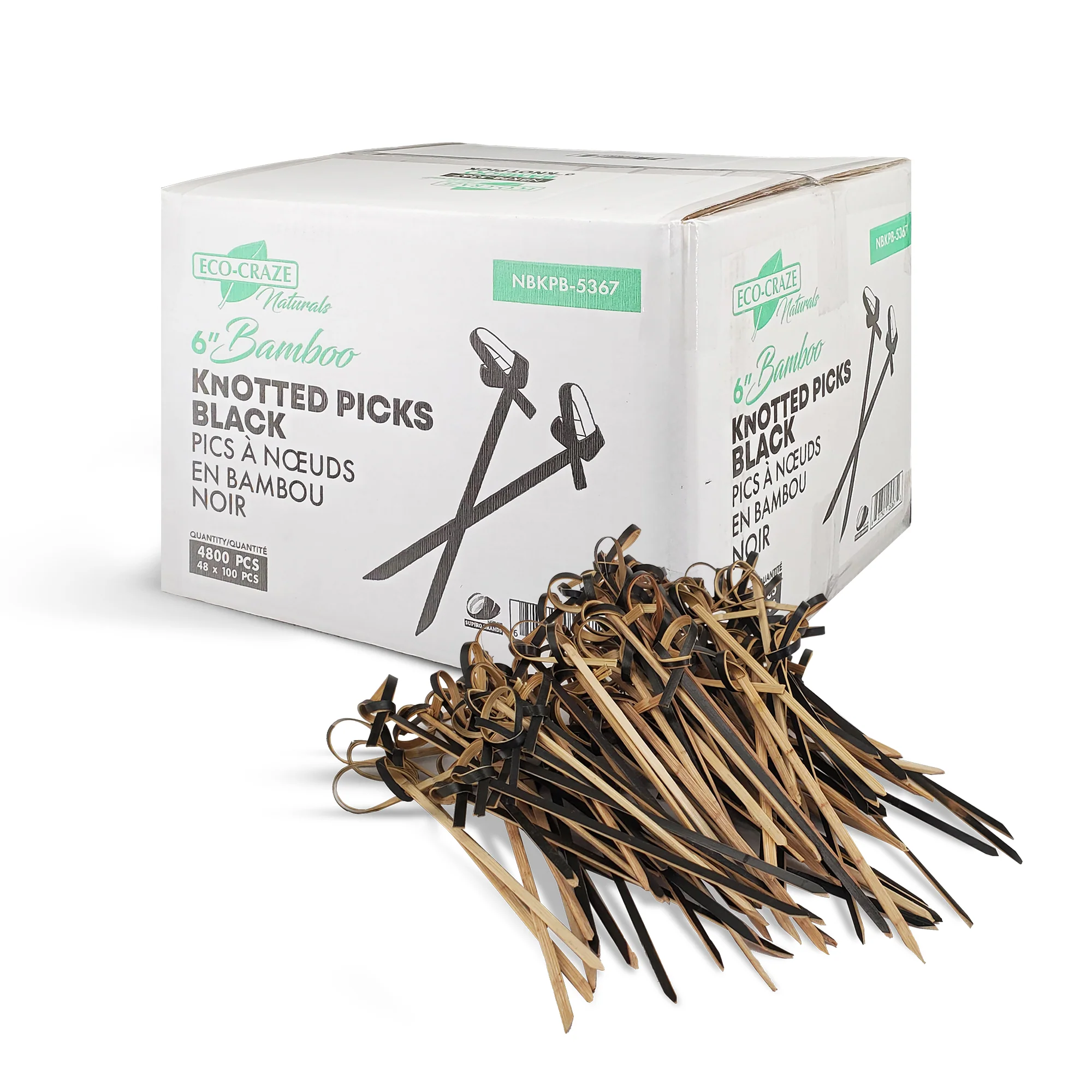 Eco-Craze - Bamboo Knot Pick - 6" - Black - BK3415 - Image 2
