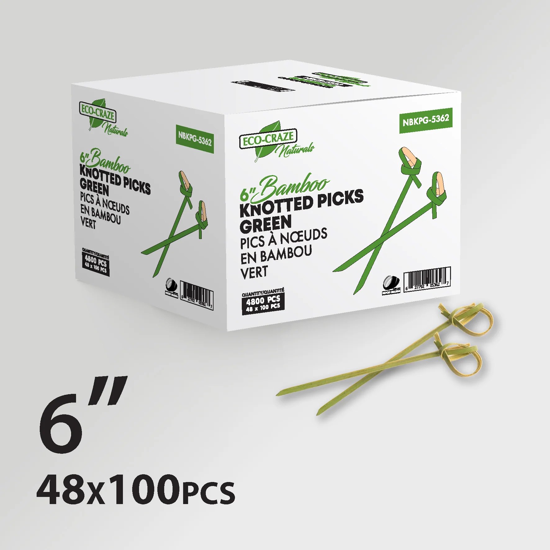 Eco-Craze - Bamboo Knot Pick - 6" - Green - BK3615 - Image 6
