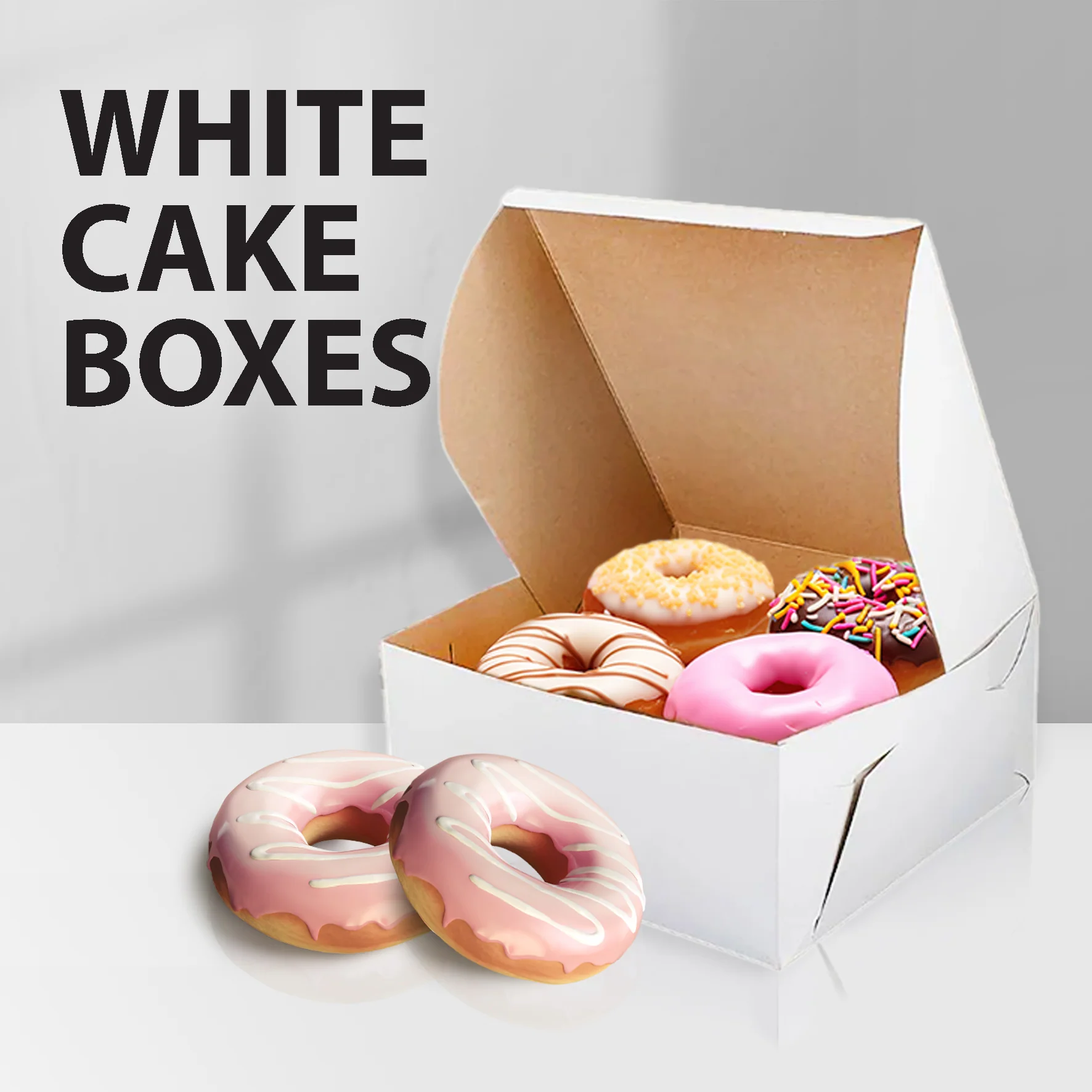 EB - White Cake Boxes - 8x8x5 - Image 2