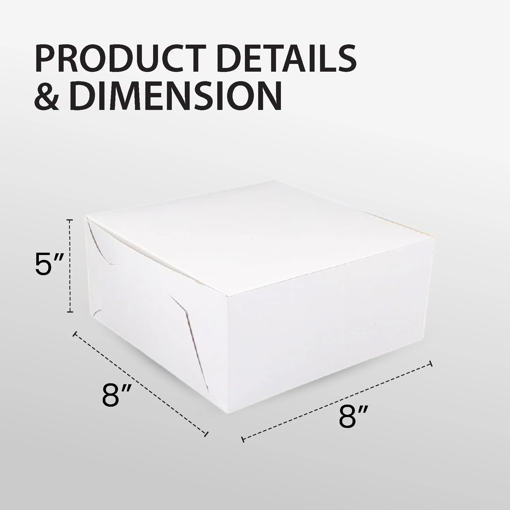 EB - White Cake Boxes - 8x8x5 - Image 3