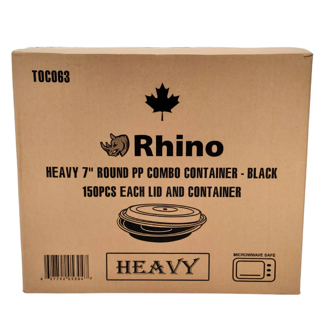 Rhino - Heavy 7" Round PP Combo Container - Black - Image 2