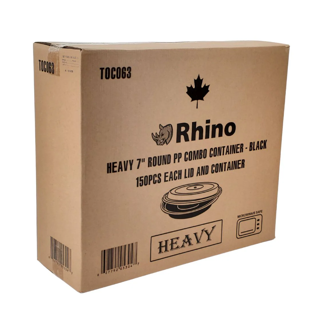 Rhino - Heavy 7" Round PP Combo Container - Black - Image 3