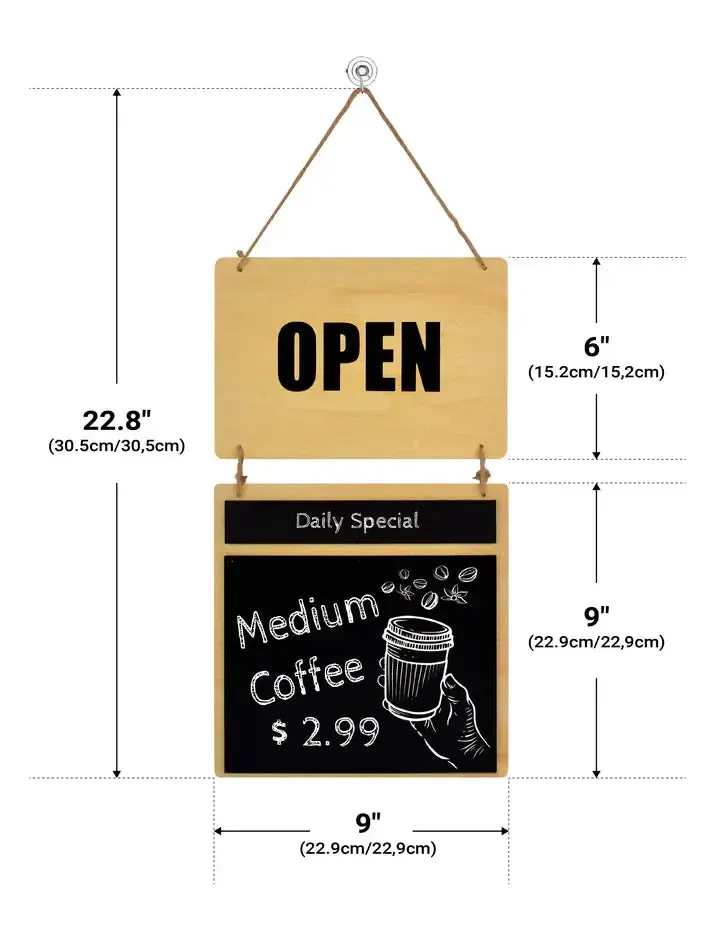 Chalkboard "Open / Closed" Sign (9"W x 16"H) - Image 3