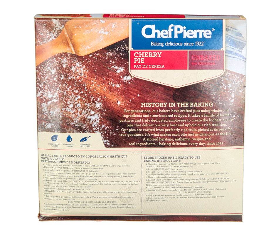 CLR - Chef Pierre - 10" Cherry Pie - Unbaked - Image 2