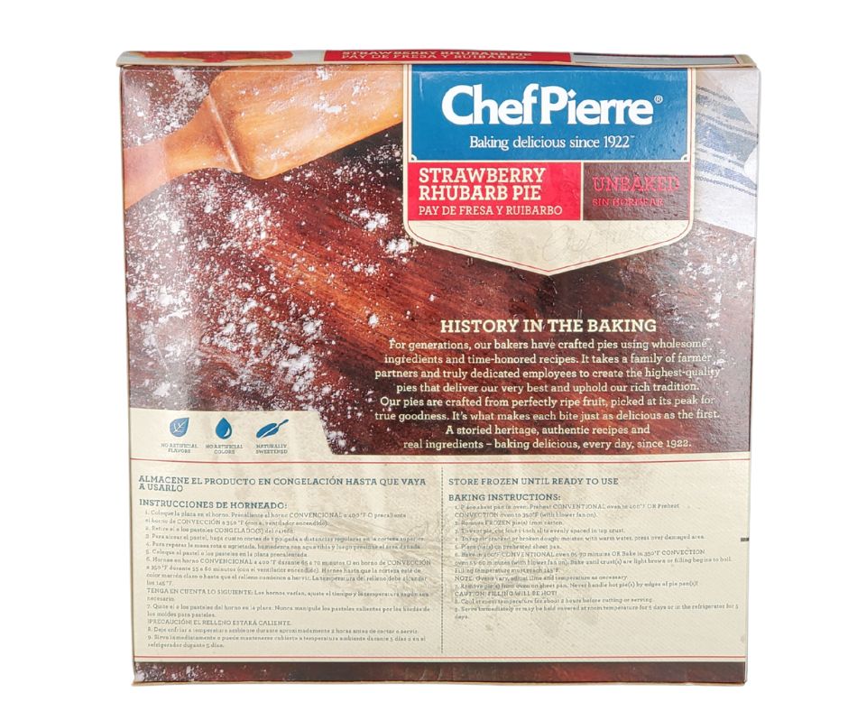 CLR - Chef Pierre - 10" Strawberry Rhubarb Pie - Unbaked - Image 2