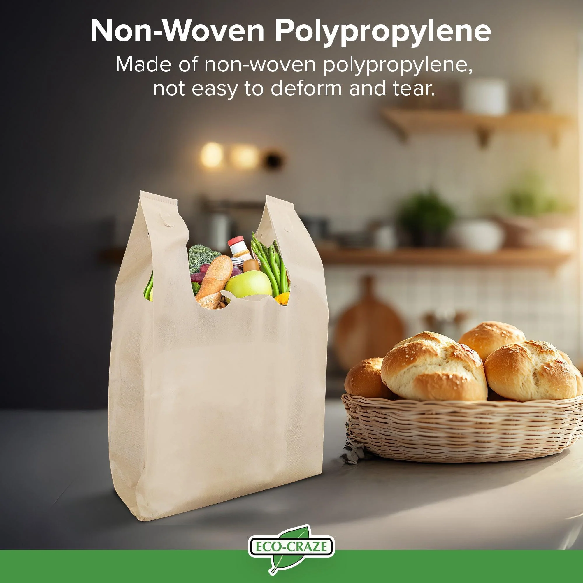 Eco-Craze - 10x7x18 – Non Woven - Plain Reusable Shopping Bag - Image 3