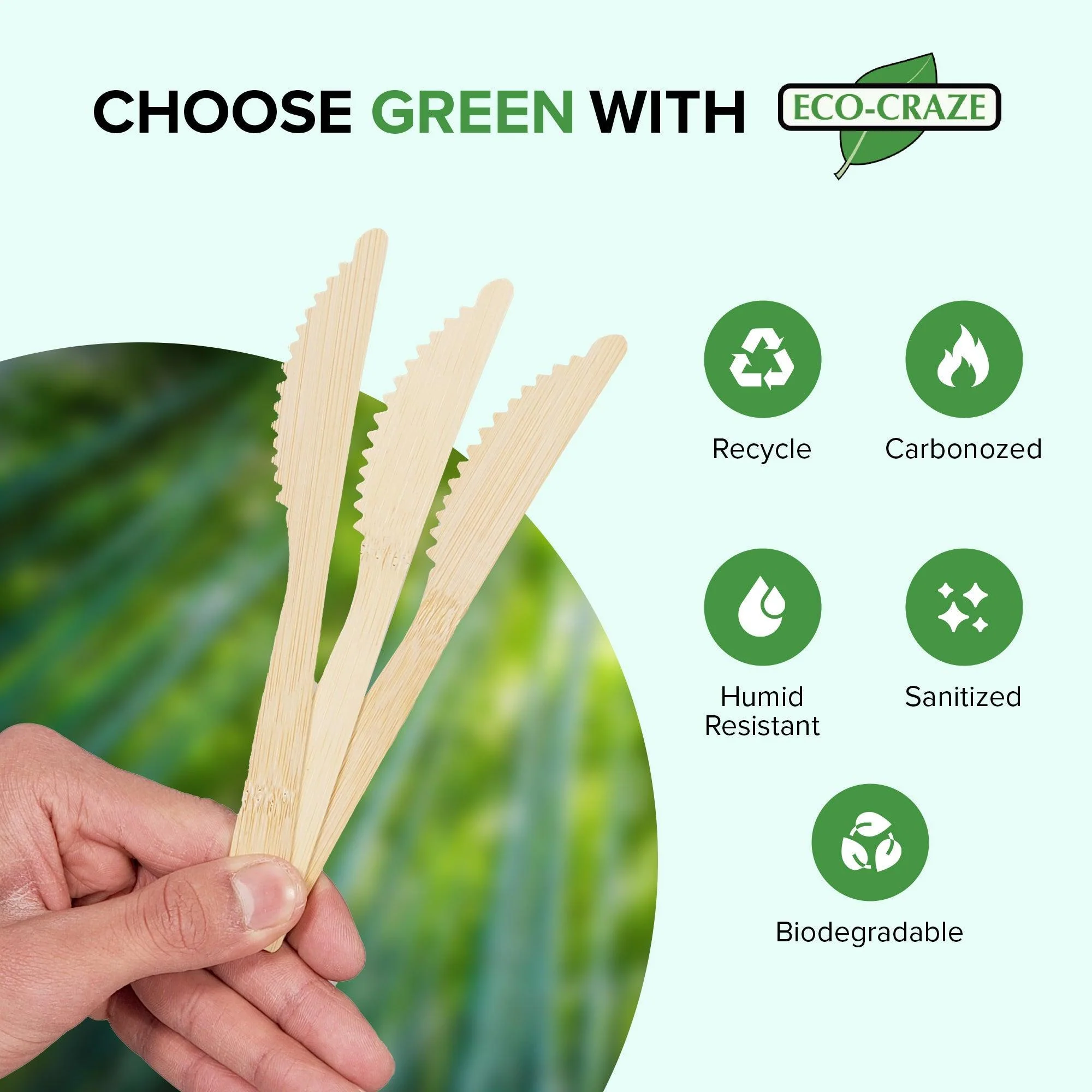 Eco-Craze - Bamboo Knives - Disposable - NBB-K100 - Image 5