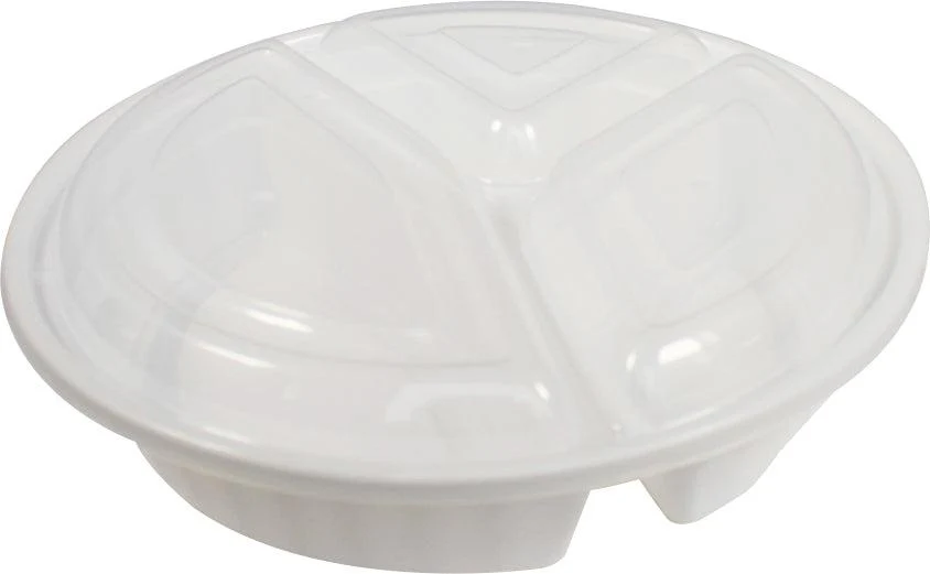 Rhino - Heavy 9" Round PP Combo Container - 3 Comp. - White - Image 2