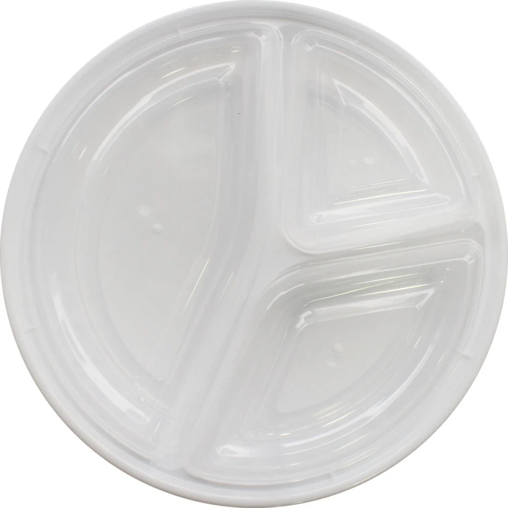 Rhino - Heavy 9" Round PP Combo Container - 3 Comp. - White - Image 5