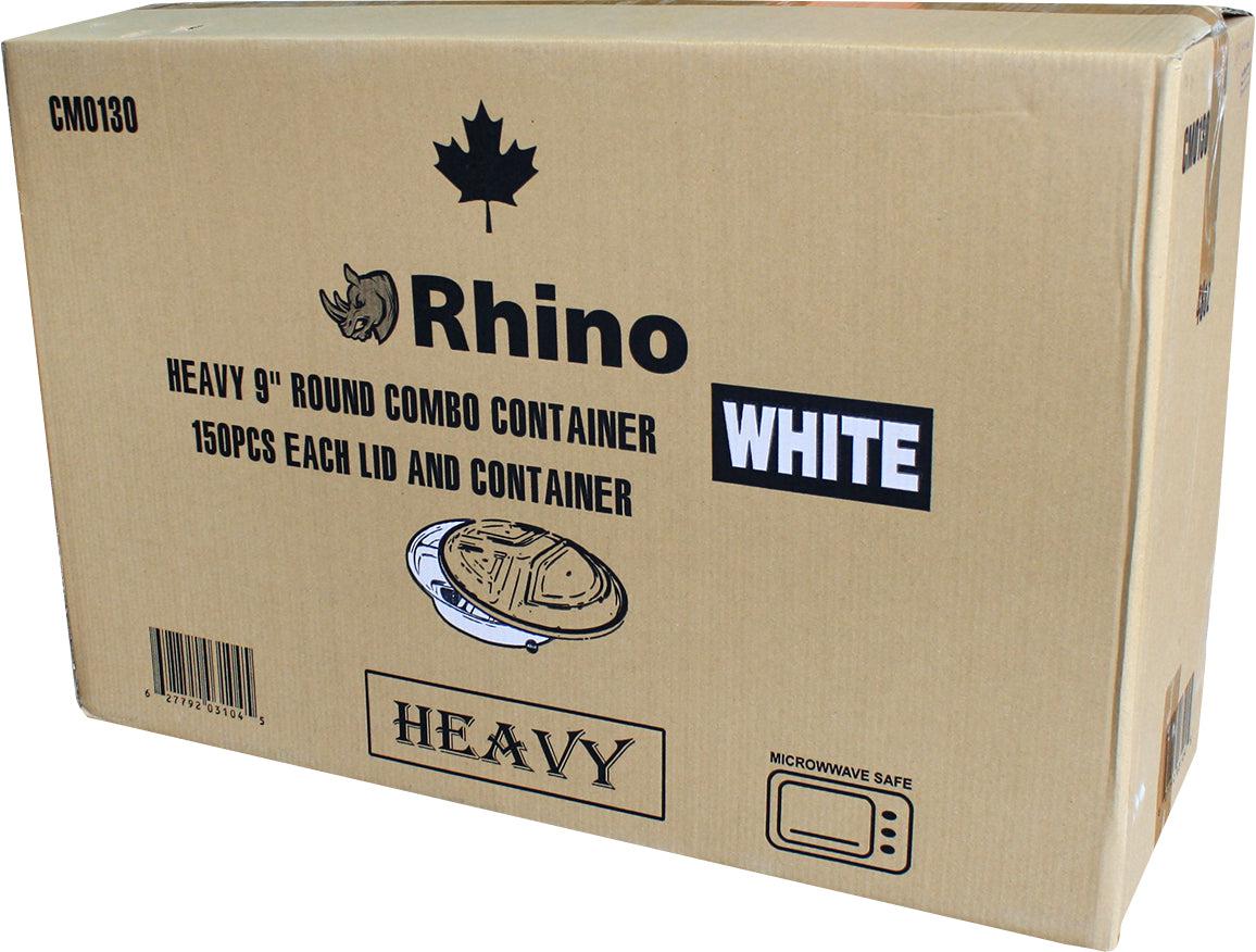 Rhino - Heavy 9" Round PP Combo Container - 3 Comp. - White - Image 6