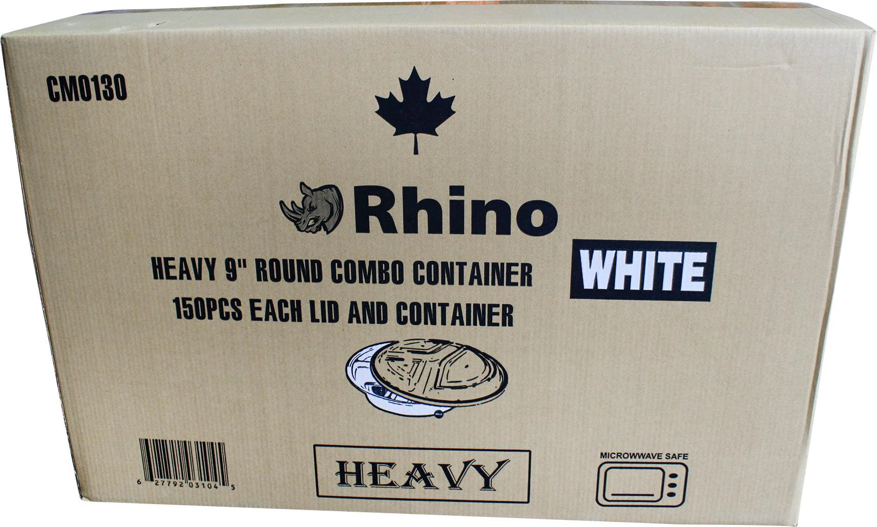 Rhino - Heavy 9" Round PP Combo Container - 3 Comp. - White - Image 7