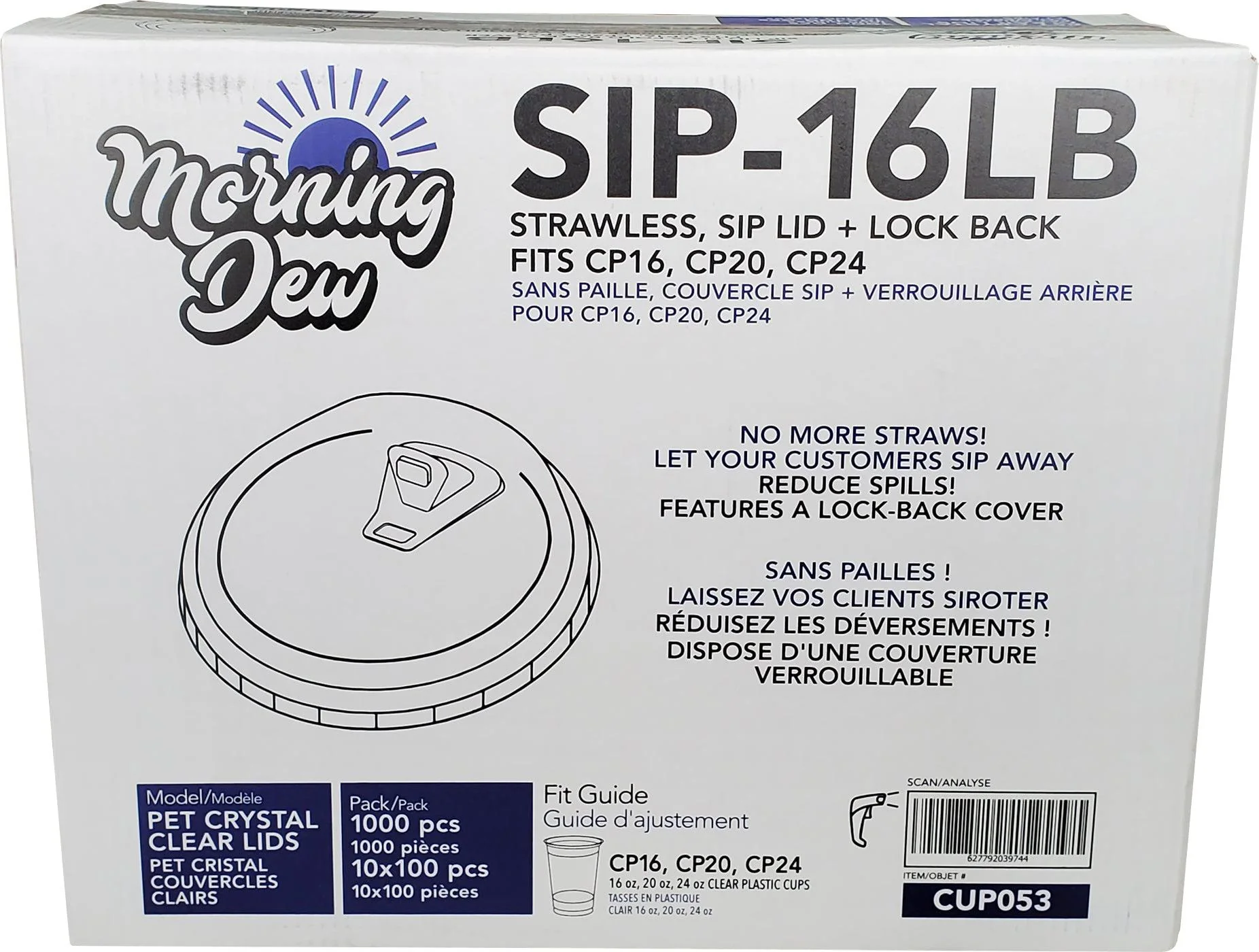 Morning Dew - Sip Lids W/Lock Back Cover For CP16-CP24 Clear Pet Cup - 98mm - SIP-16LB - Image 11