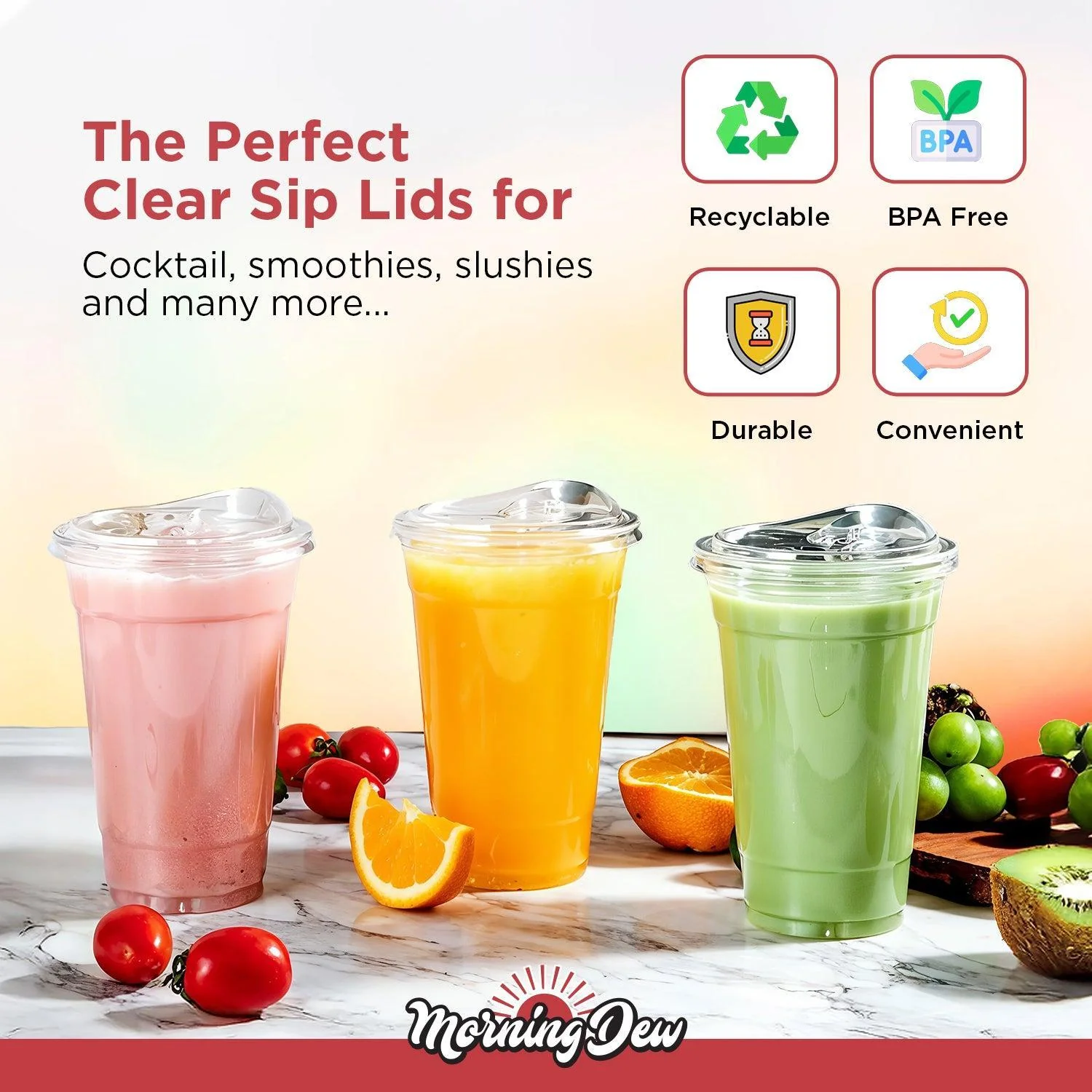 Morning Dew - Sip Lids W/Lock Back Cover For CP16-CP24 Clear Pet Cup - 98mm - SIP-16LB - Image 8