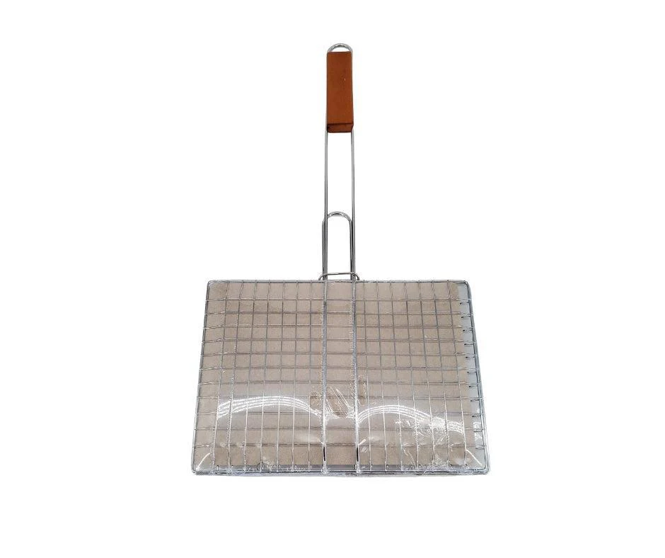 CLR - HNA - BBQ Grill Basket 11"x8" Wood Handle - Image 2