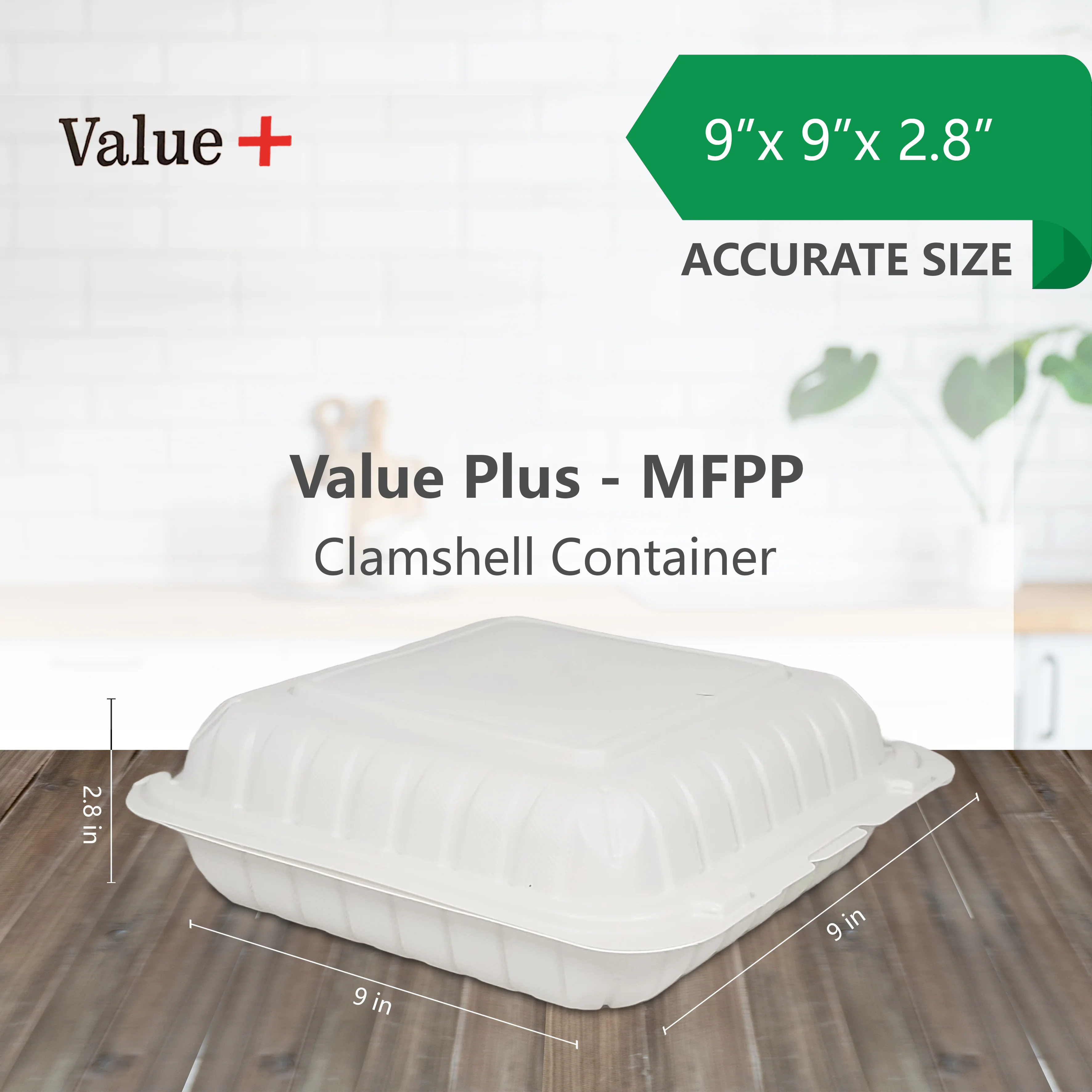 Eco-Craze  MFPP Clamshell Container 9x9x2.6" -1 Compt. White - Image 12