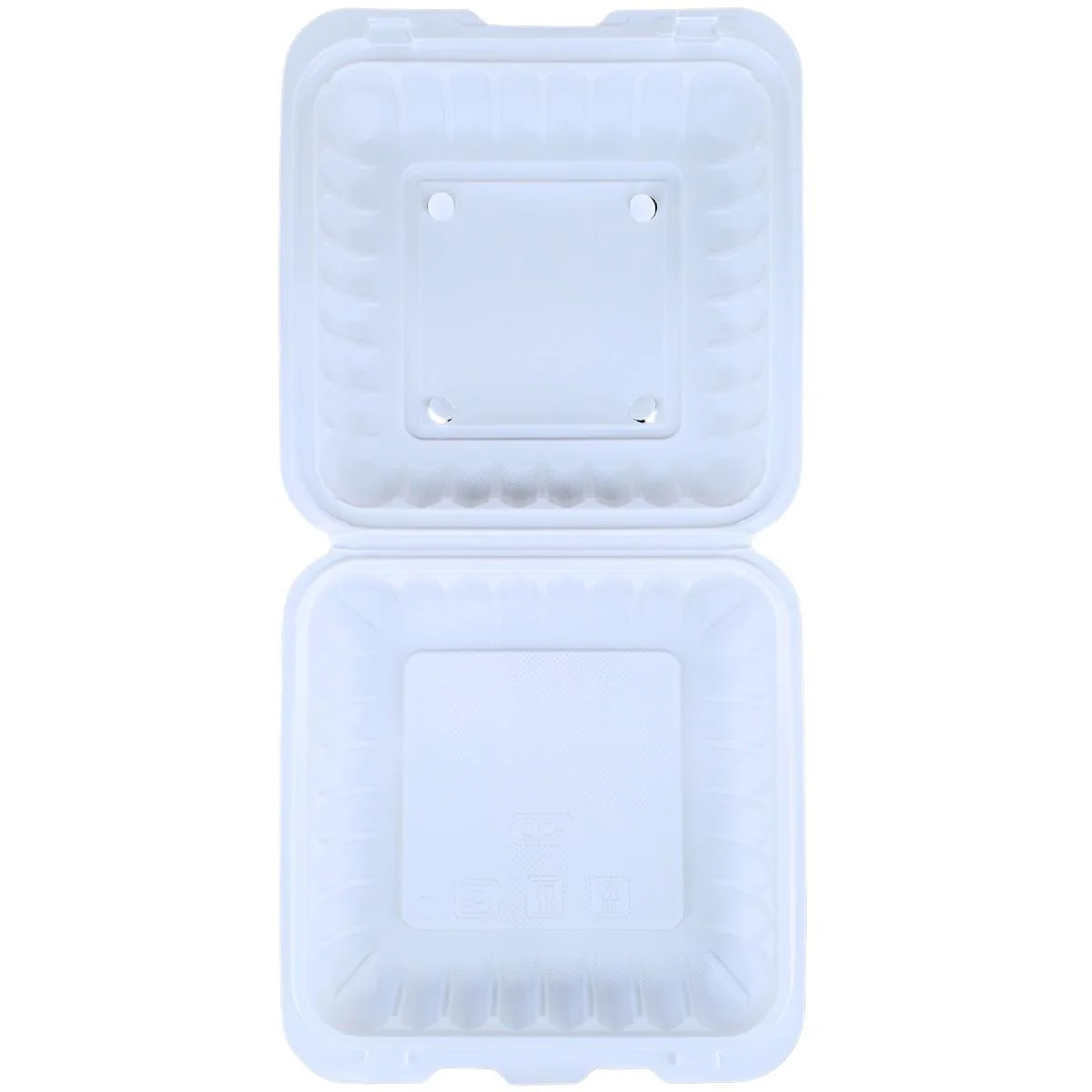 Eco-Craze  MFPP Clamshell Container 9x9x2.6" -1 Compt. White - Image 3