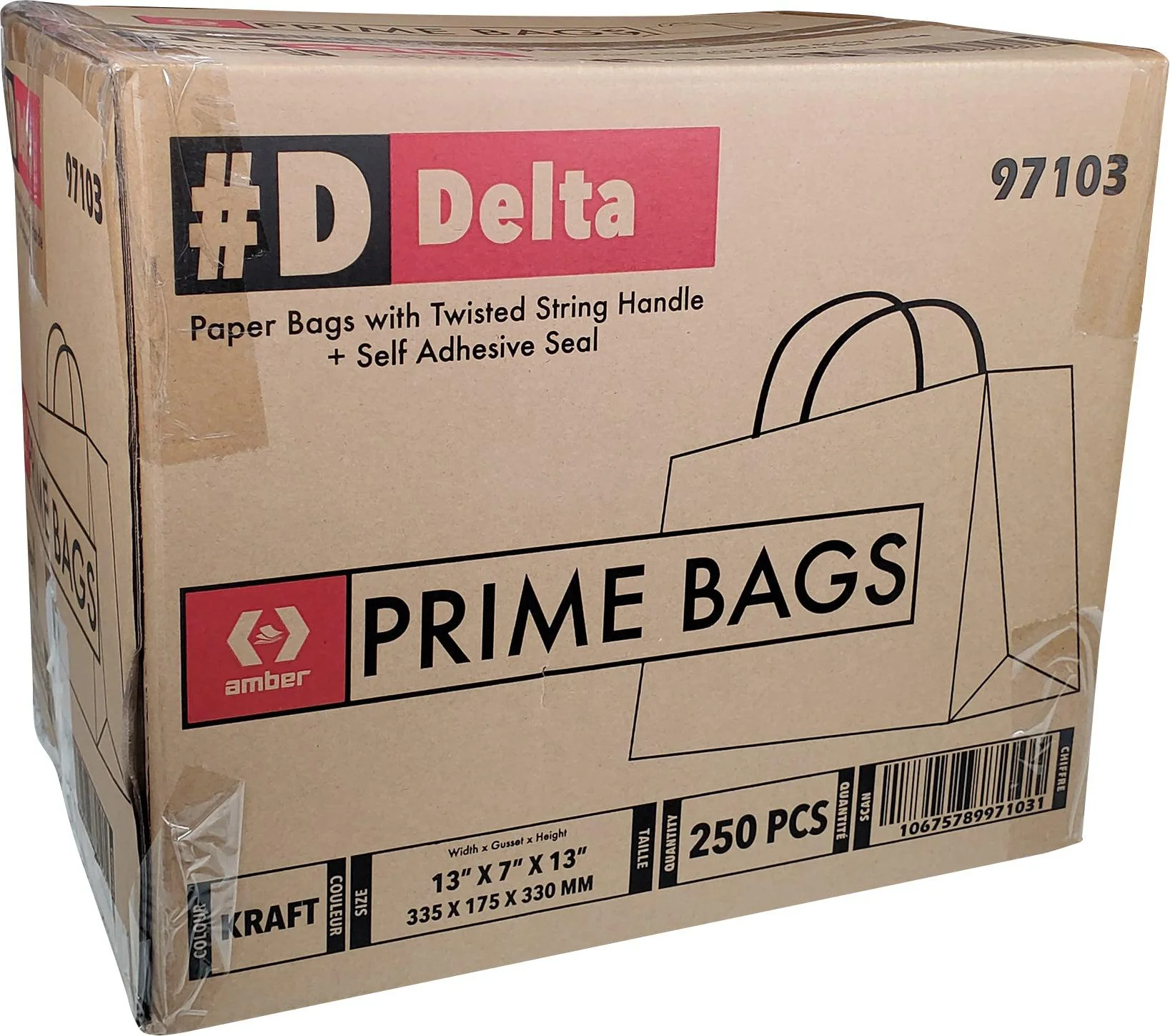 Prime Bags - Delta - Self Adhesive Paper Bags with Twisted Handles - 13x7x13 - Image 11